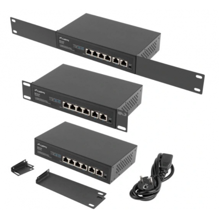 SWITCH LANBERG 4X 100MB POE+/2X RACK 60W 10''/19''