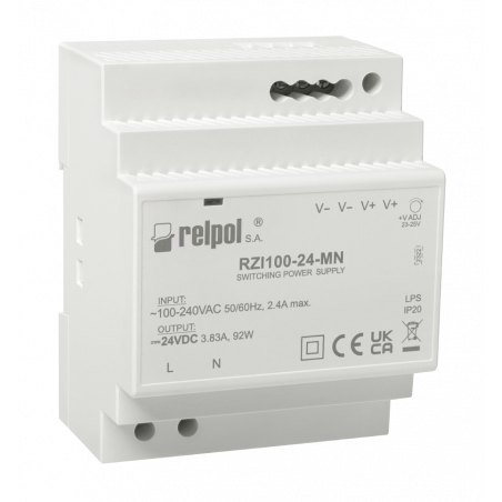 Zasilacz impulsowy modułowy 90‑264 V AC 24 V DC 3,83A moc 92W RELPOL RZI100‑24‑MN